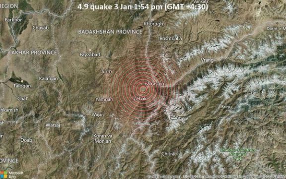 بدخشان او نېږدې سیمې د رېښتر په کچه ۴.۹ درجې زلزلې لړزولي دي