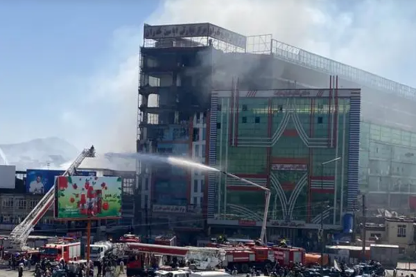 Taliban Ministry of Defense Douses Fire At Shopping Mall in Kabul