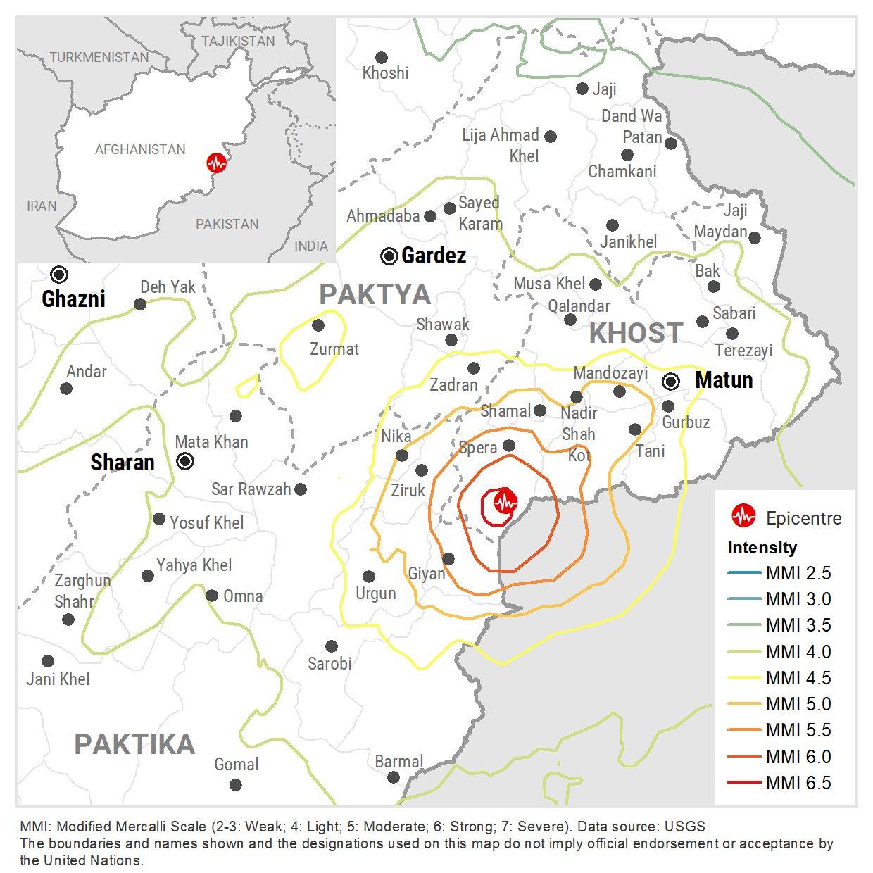 نقشه زلزله مرگبار افغانستان