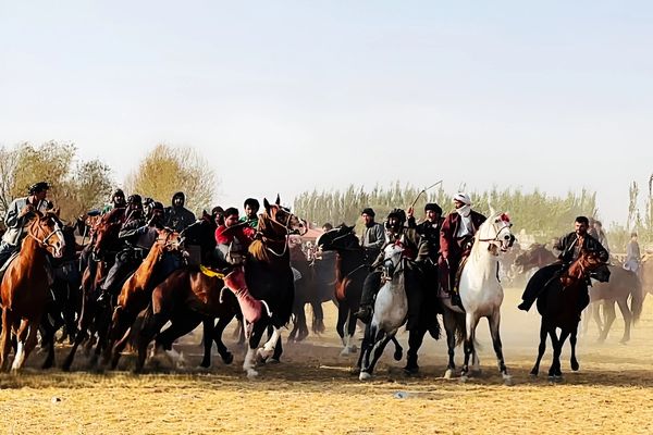 هیجان بزکشی در شمال افغانستان؛ رقابت هفتاد چاپانداز در شهر تالقان ولایت تخار