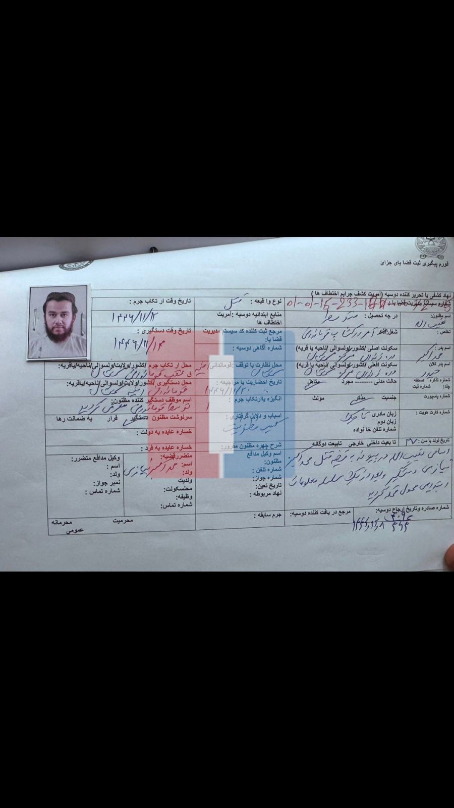 Naqibullah, a Taliban police command officer, arrested on suspicion of killing a tribal elder in Samangan