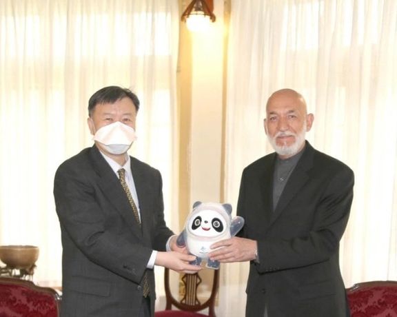 سفیر چین در کابل به حامد کرزی عروسک پاندا هدیه داد
