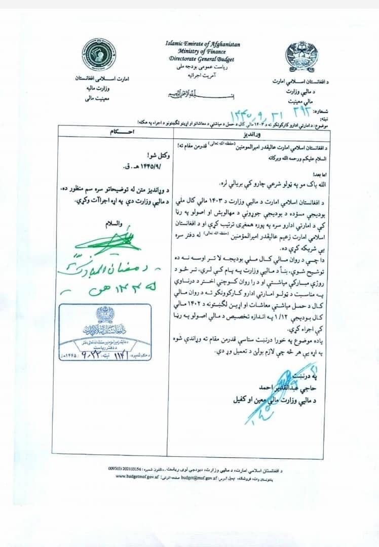 طالبانو د بودیجې له ټاکلې نېټې درې نیمې میاشتې وروسته هم ملي بودیجه نه ده توشیح کړې