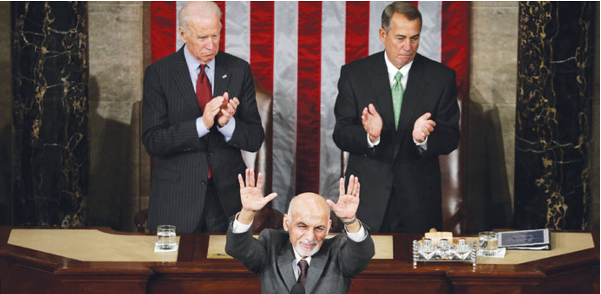 د مارچ ۲۵ مه، ۲۰۱۵ز، کانګرس، واشنګټن: د افغانستان ولسمشر محمد اشرف غني د امريکا کانګريس ته وينا کوي، نوموړي د افغانستان او امريکا متحده ايالاتو اړيکو پر اړتيا او اهميت خبرې وکړې او د متحده ايالاتو له مرستو يې مننه وکړه.