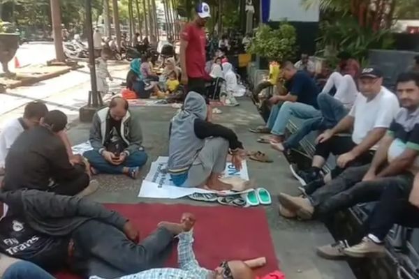 Afghan Refugees Protest In Front of UN Office In Indonesia