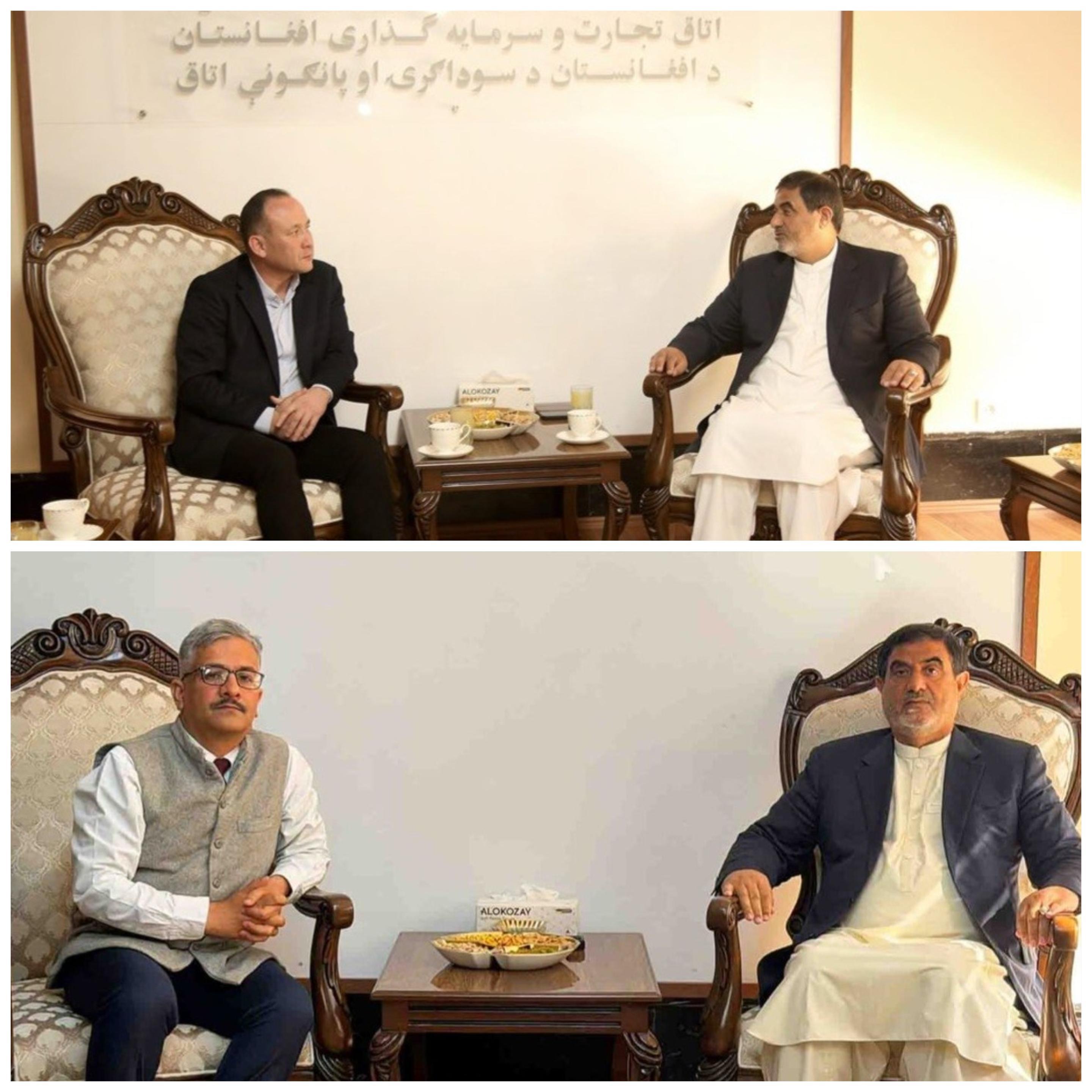 د افغانستان د سوداګرۍ خونې مشر د هند او قزاقستان له سفیرانو سره لیدلي