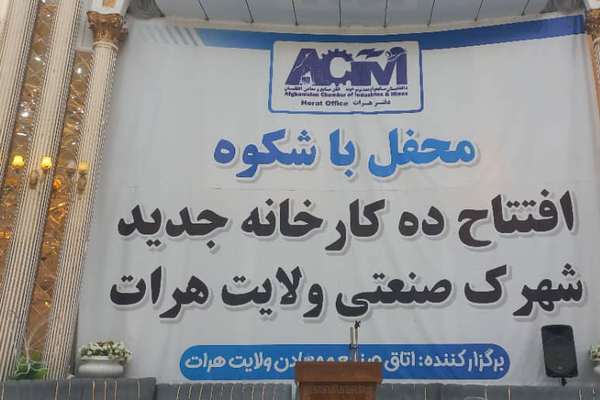 په هرات کې د ۶۰ میلیونه ډالرو په پانګونې ۱۰ نوې تولیدي فابرېکې پرانېستل شوې