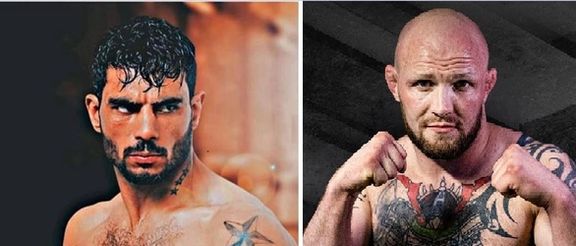 واحد الله نژند ورزشکار مبارزات آزاد افغانستان با فیشگولد از بریتانیا مبارزه میکند