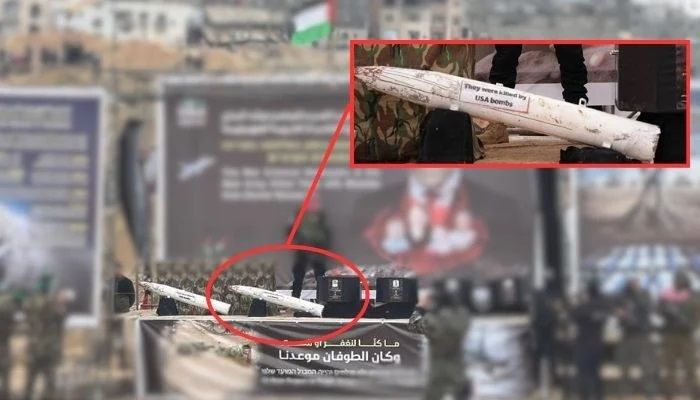 ولې حماس د اسراييلي يرغمل شويو جسدونو د سپارلو پر مهال د امريکا جوړ بمونه په سټيج ایښی وو؟