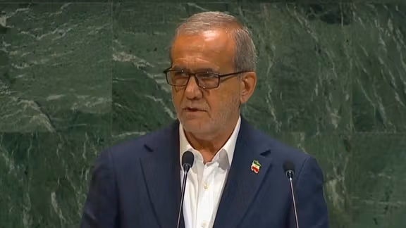 پزشکیان از نقض حقوق بشر در تمام جهان گفت، اما به طالبان اشاره نکرد