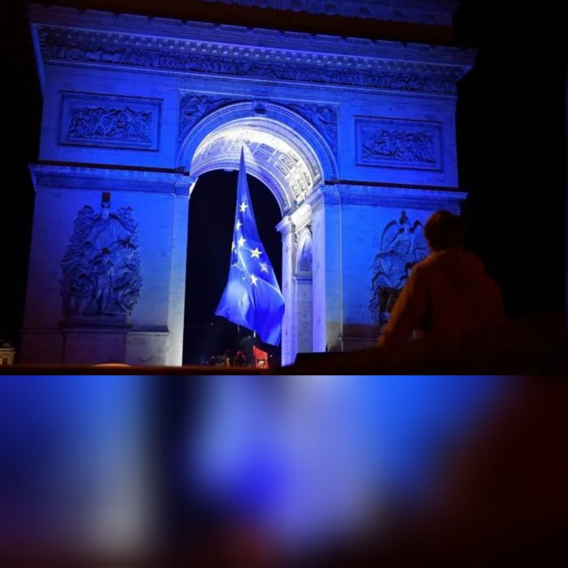 در پی اعتراض راست‌گرایان، فرانسه پرچم اتحادیه اروپا را از طاق پیروزی پاریس پایین کشید