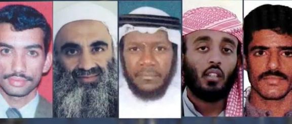 د ګونتنامو پنځه بندیان چې د سپتمبر ۱۱ مې پېښه کې په همکارۍ تورن دي.