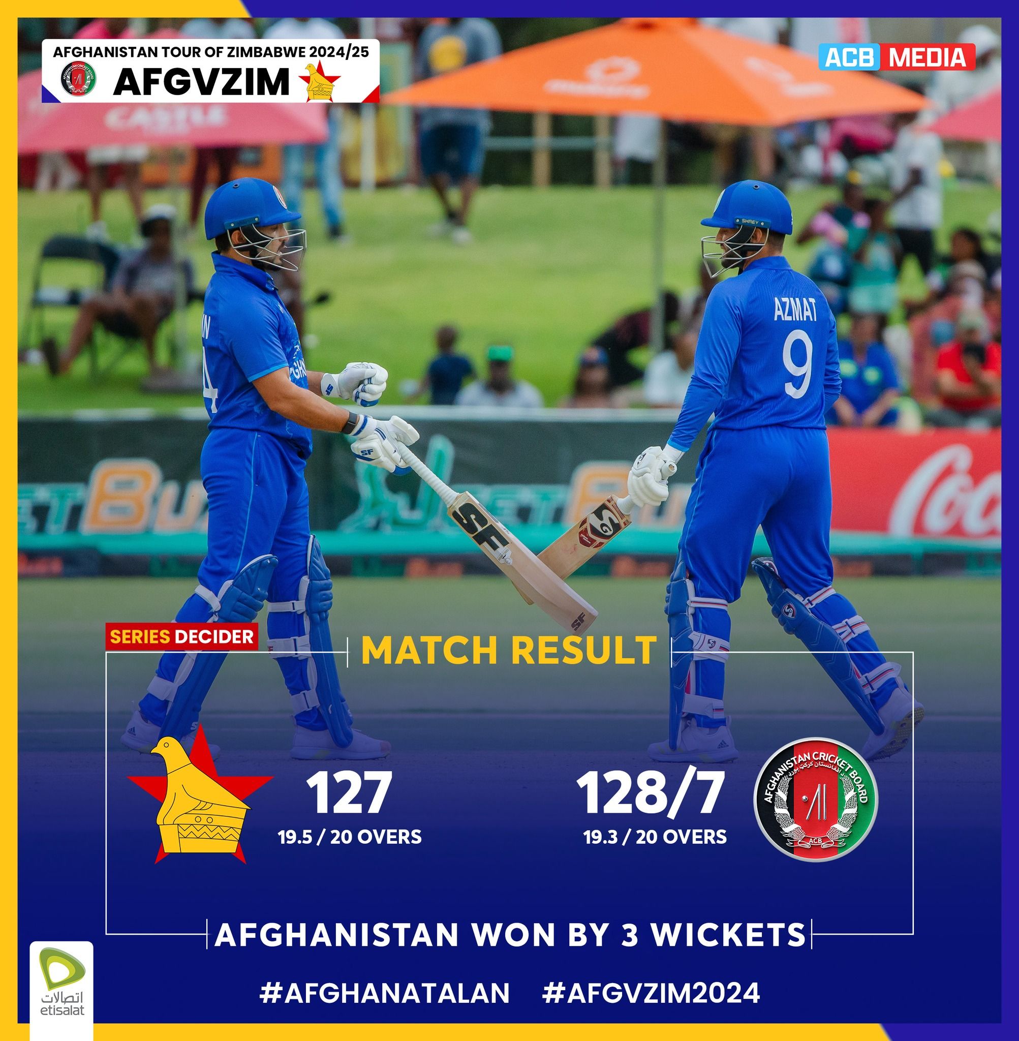 افغانستان د ۳ ویکټو په توپیر له زیمبابوې شل اوره لوبلړۍ وګټله