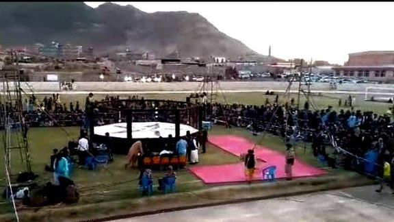 میدان سبز ورزشگاه فوتبال ولایت فراه، به میدان نبرد مبارزات آزاد بدل شد