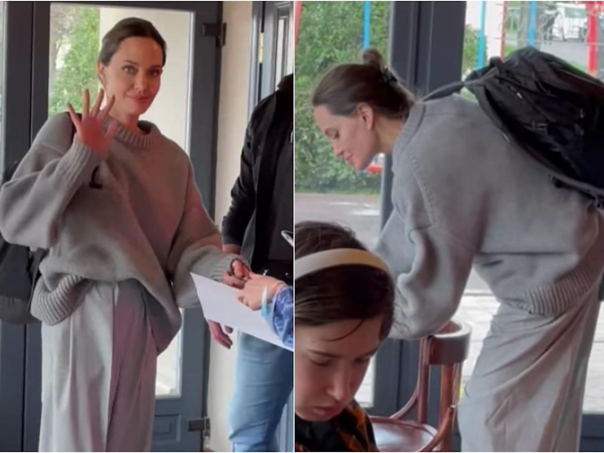 آنجلینا جولی با حضور ناگهانی در کافه‌ای در اوکراین مردم را غافلگیر کرد