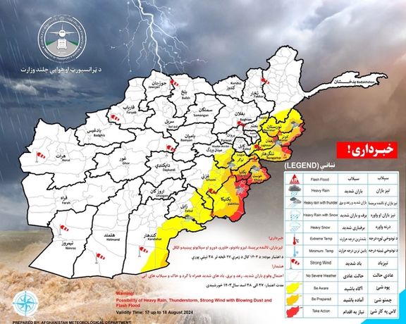 د هواپوهنې اداره: ۱۵ ولایتونو کې د باران، تالندې، سېلیو، دوړو او سېلابونو راوتو اټکل شوی