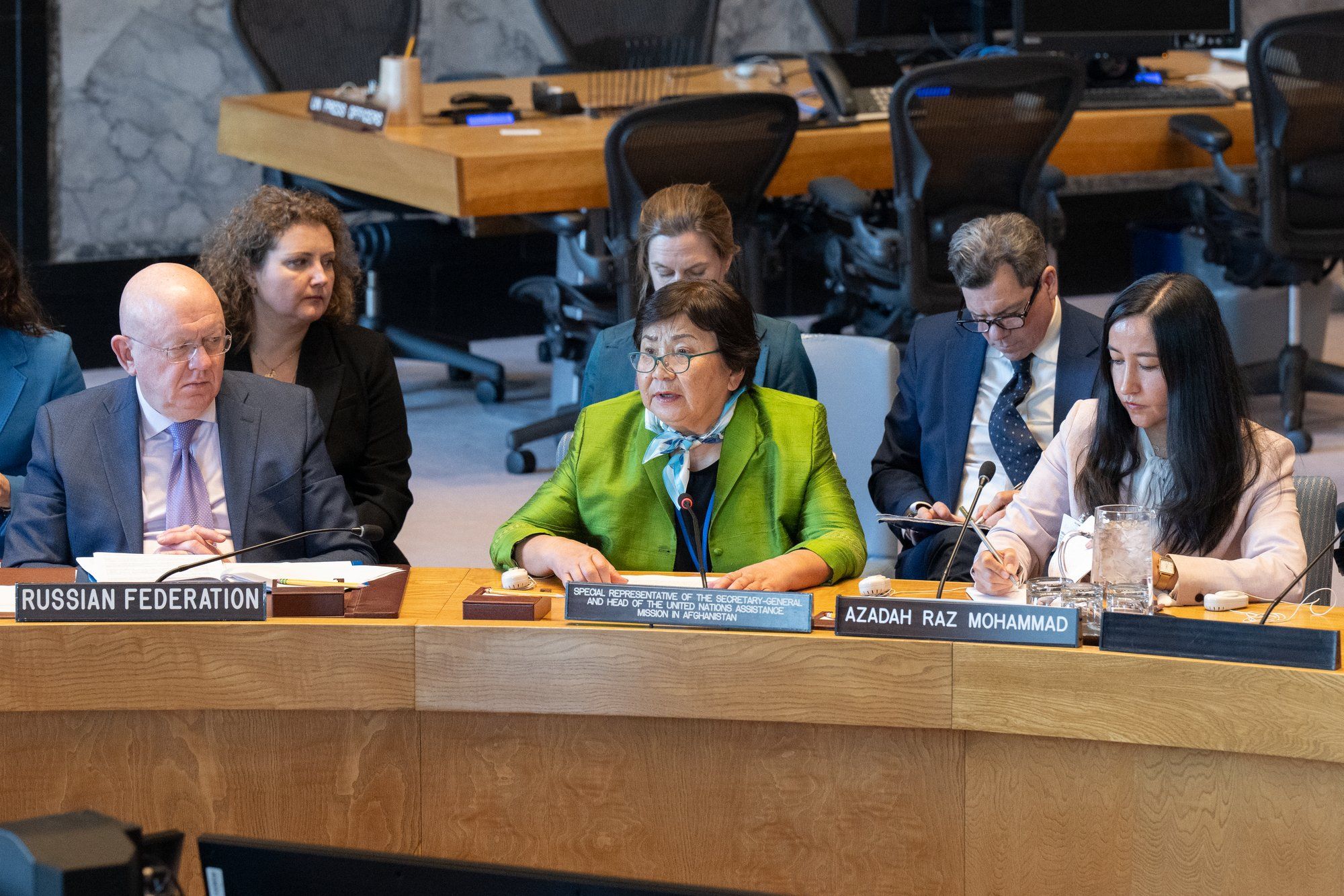 د یوناما مشره د ملګرو ملتونو امنیت شورا ته د افغانستان په تړاو وینا کوي