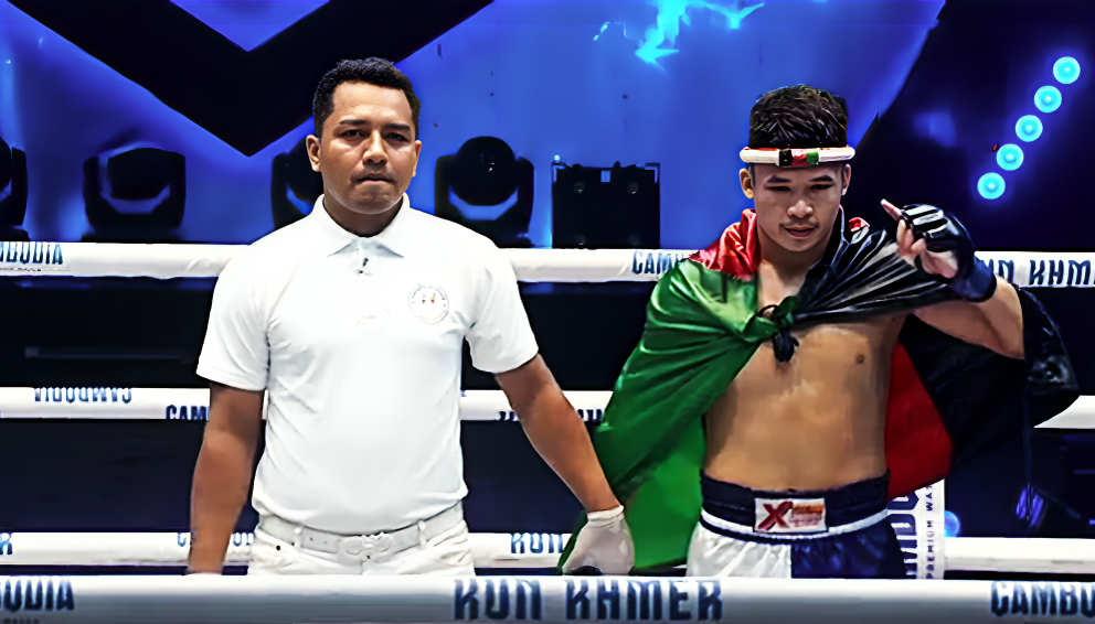 علی‌رضا حسینی ورزشکار کان‌خمر افغانستان حریف خود از کامبوج را در ٩ ثانیه ناک‌اوت کرد