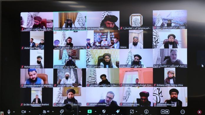 نشست مجازی وزارت خارجه و نمایندگی‌های سیاسی و قنسولی طالبان در خارج