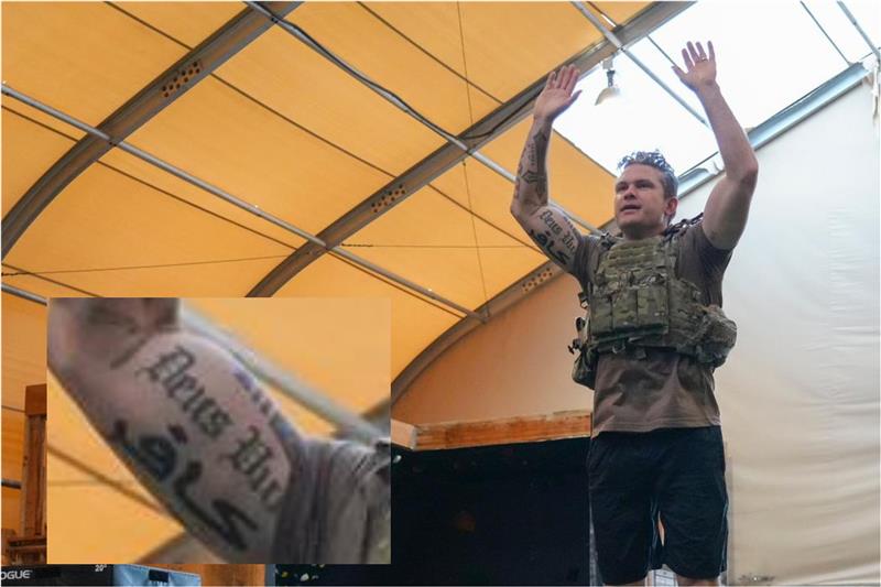 وزیر دفاع امریکا واژه «کافر» را روی بازوی خود خالکوبی کرده است