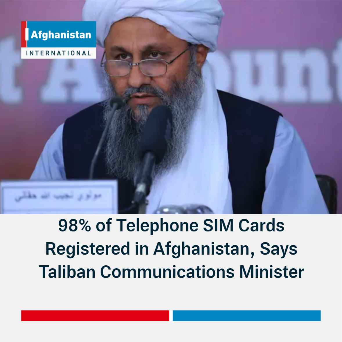 98 of Telephone SIM Cards Registered in Afghanistan, Says Taliban