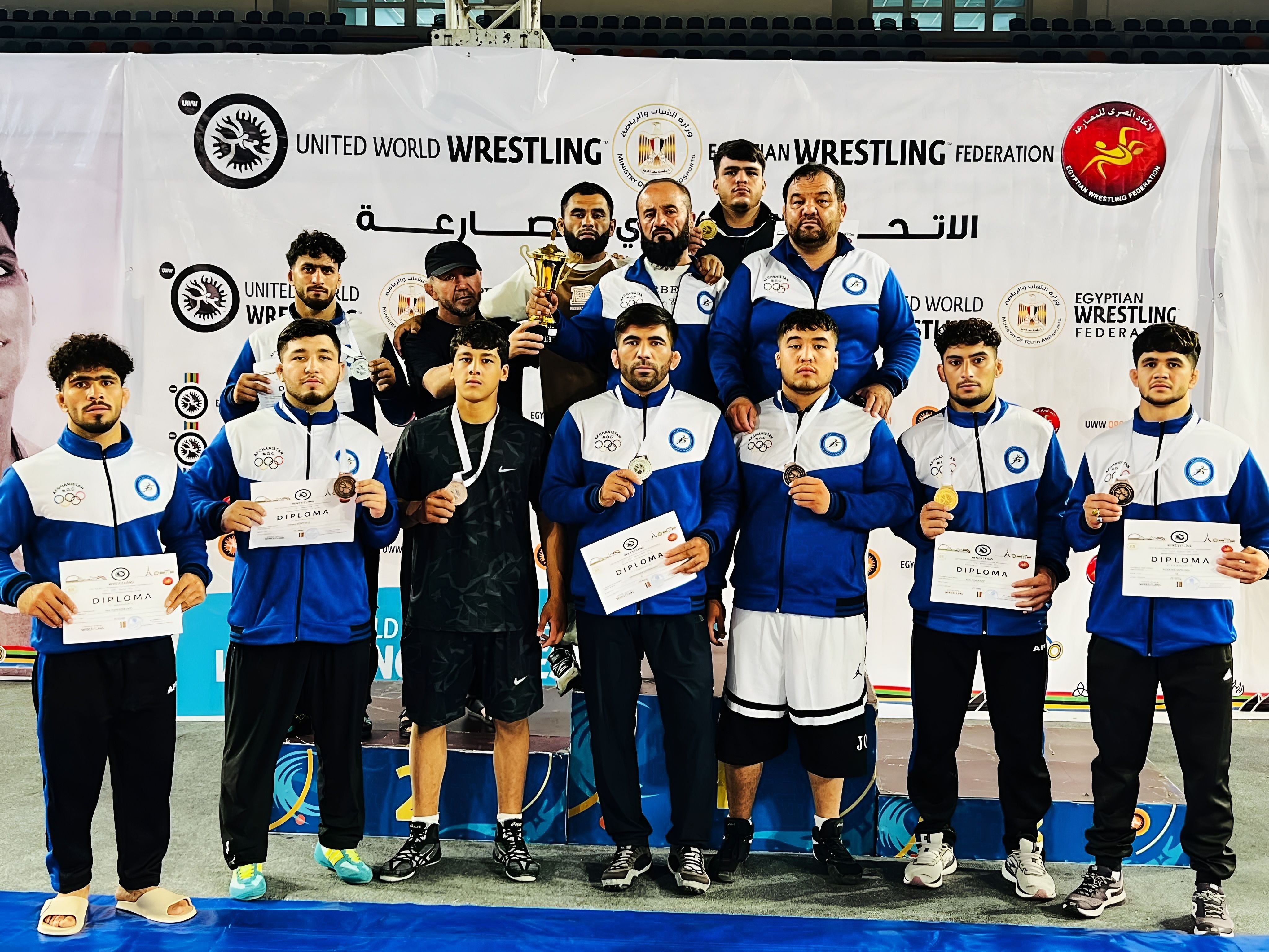 تیم ملی کشتی بزرگ‌سالان افغانستان نایب‌قهرمان مسابقات بین‌المللی مصر شد