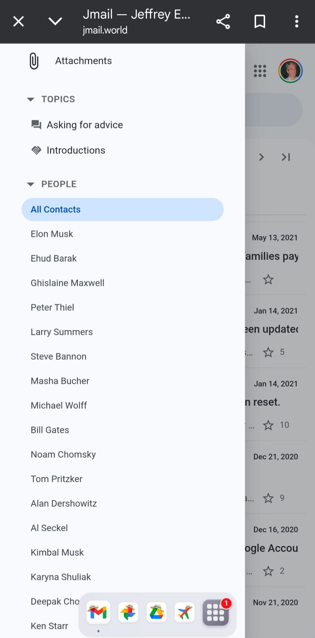 دسته‌بندی افراد سرشناس که به اپستین ایمیل زده‌اند