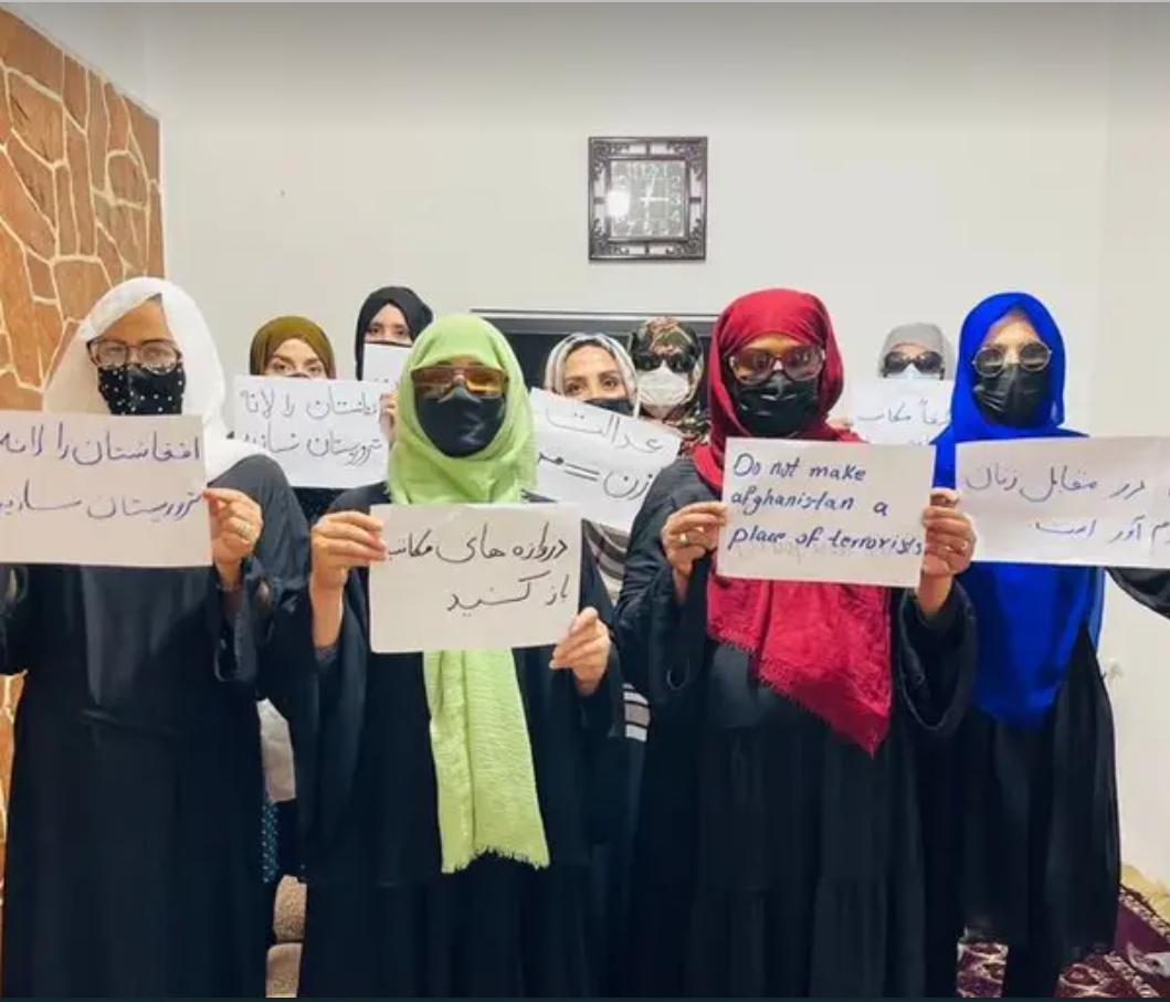 Afghan Women Protesters Call Silence on Violation of Rights Shameful