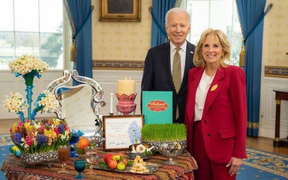 در کنار سفره هفت سین؛رئیس جمهور و بانوی اول آمریکا نوروز را تبریک گفتند