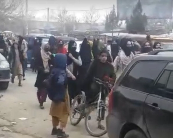 Afghan Women Protest in Takhar Against Taliban's Ban on Higher Education for Girls