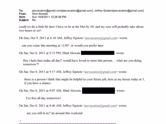 متن ایمیل اپستین به العویس