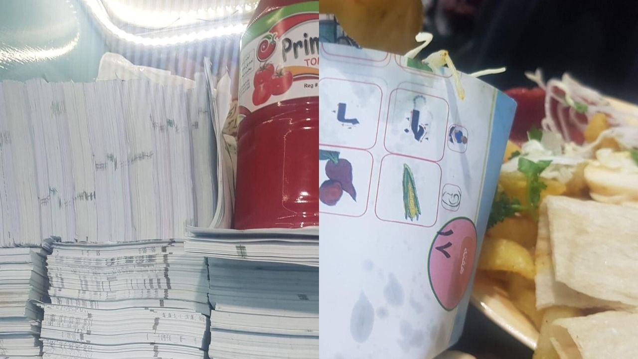 در پی شکایت مقام طالبان از نصاب تعلیمی، تصاویری از کتاب‌های مکاتب در برگرفروشی‌ها نشر شد