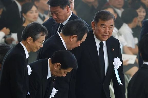 شینگرو ایشیبا، نخستوزیر جاپان، در هشتادمین سالگرد بمباران اتمی در هیروشیما در غرب جاپان