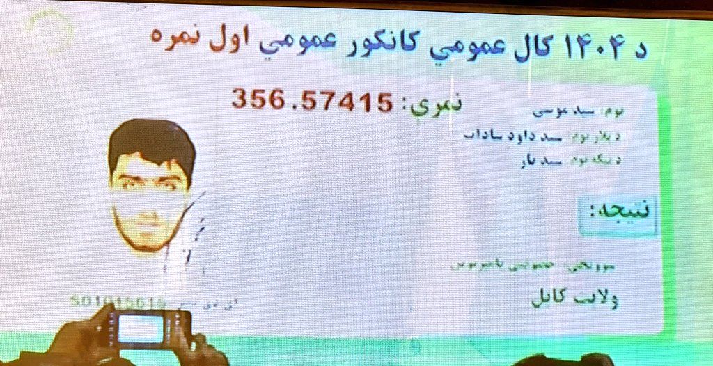  د ۱۴۰۴ کال کانکور ازموینې څلور غوره بریالي کسان اعلان شول